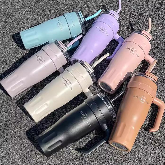 Large Capacity Straw Thermos Cup for Girls & Boys - Perfect for Outdoor Sports, Office, and Travel