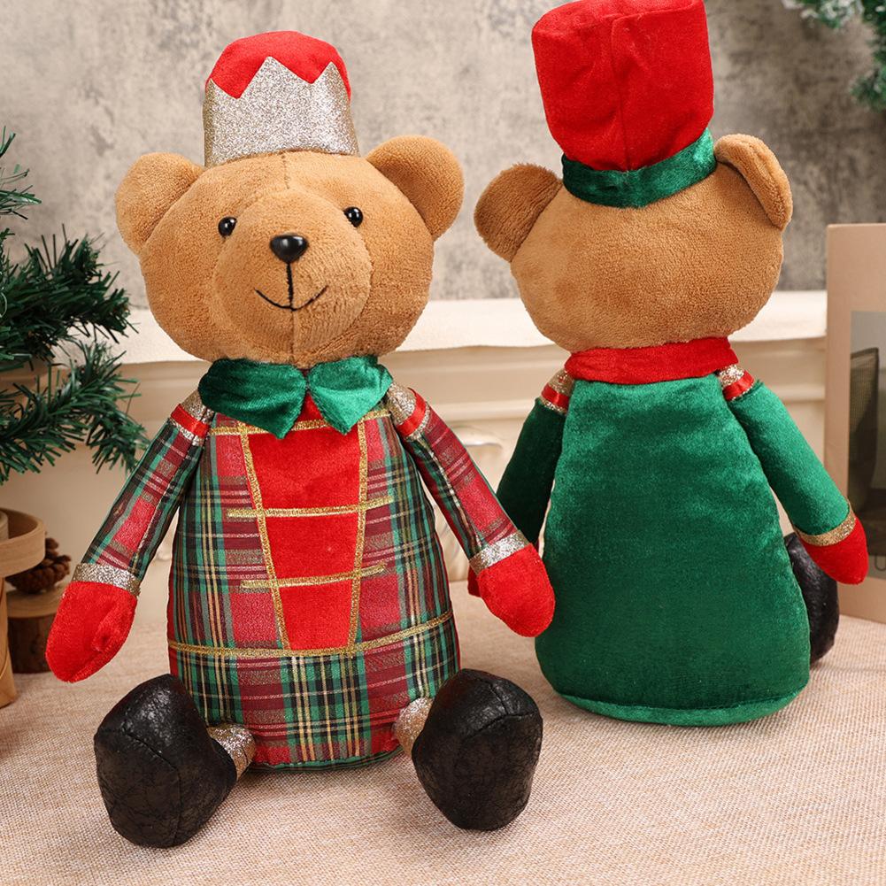 1PC Decoration Bear Doll 37*23cm Christmas Creative Cartoon Bear Sitting Ornaments Christmas Window Decorations DIY Decor Parts