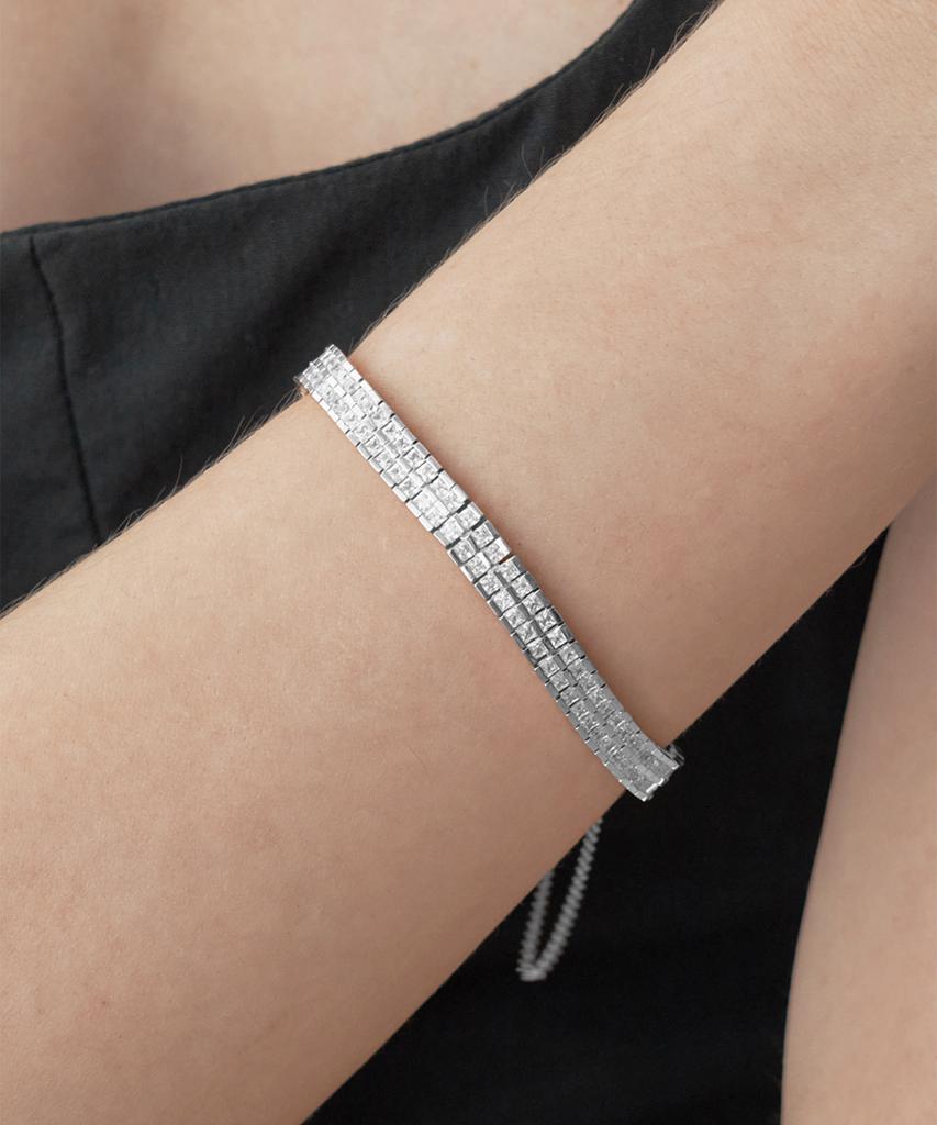 Ellejewelry Double Cubic Tennis Bracelet Elbrbb093