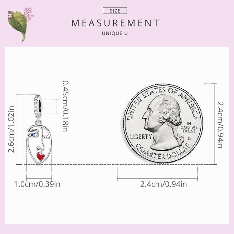 WOSTU 925 Sterling Silver Unique stylish Artistic Face Mask Charms Pendant Fit Original DIY Bracelet Bangle Jewelry Gift