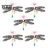 Bionic Dragonfly Lures 5Pcs 7.5cm/6.2g Fishing Lure with Hooks, Topwater Floating Hooks Bait, Realistic Insect for Bass Trout Set