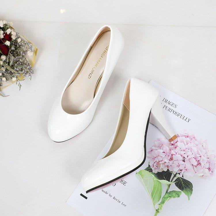 Fashion Comemore Office Square Heel Shoes Spring 2025 Lady Fashion Comfy Shoes Zapatos De Mujer Women Red Sweet Black Pu Leather Pumps