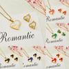 Minimalist Heart-Shaped Enamel Necklace Set for Women