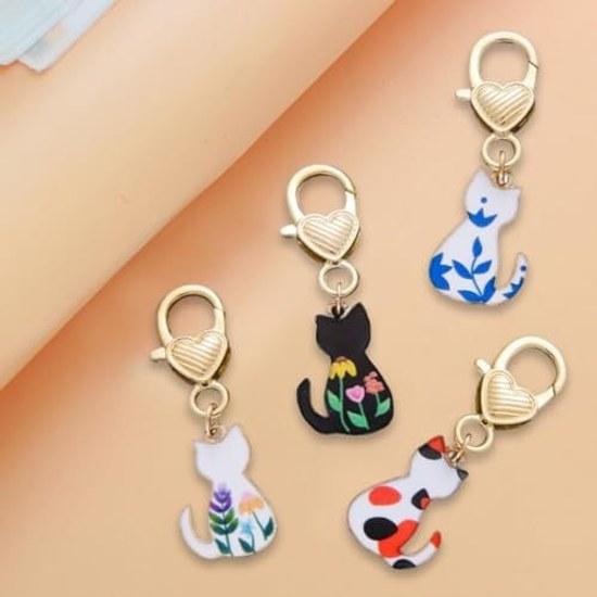 Cat Charm Flower Deco Parts Pendant 30 Pieces Random Colors Alloy DIY Decorations Necklace Earrings Handmade Material.