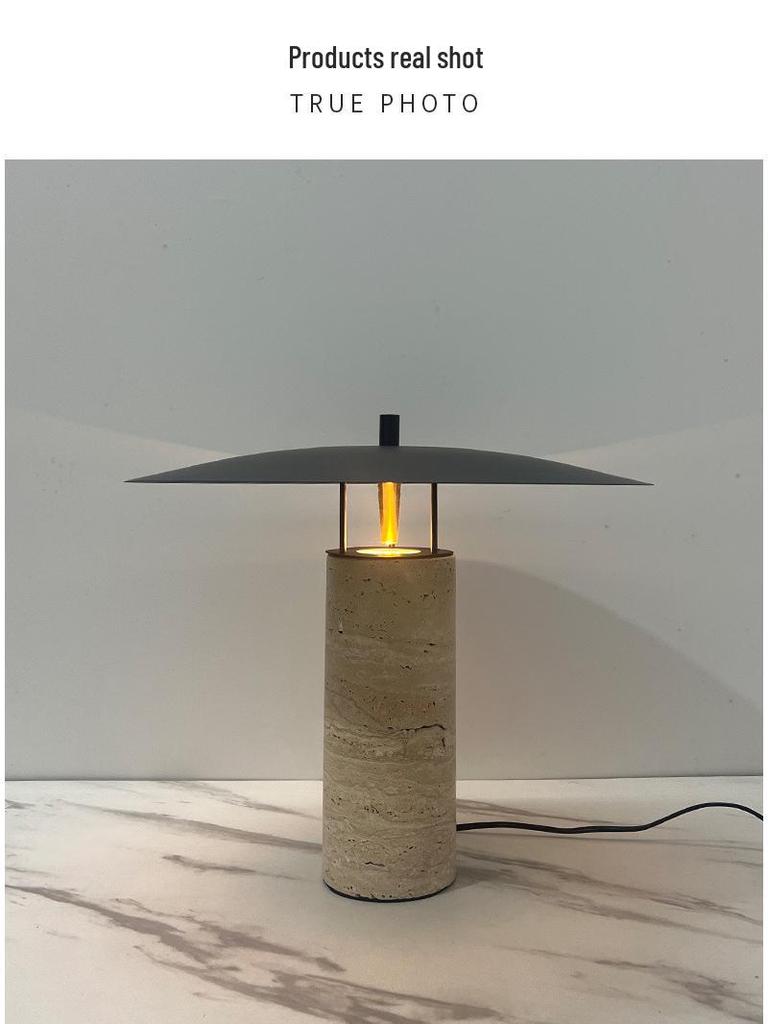 Contemporary Marble Travertine Table Lamp - Luxurious Designer Style for Living Room or Bedroom