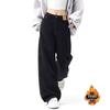 Women's American-Style Black Jeans, Autumn/Winter 2025, High Street Loose Slimming Wide-Leg, Plus Velvet, Floor-Length.