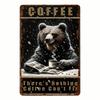 Vintage Tin Sign Coffee Bear Art Rustic Kitchen Wall Decor 8x12 Inch