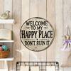 Round Wall Art Sign Retro Style Metal Welcome Sign Rustic Wall Sign for Front Door Bedroom Bathroom Bar Decoration