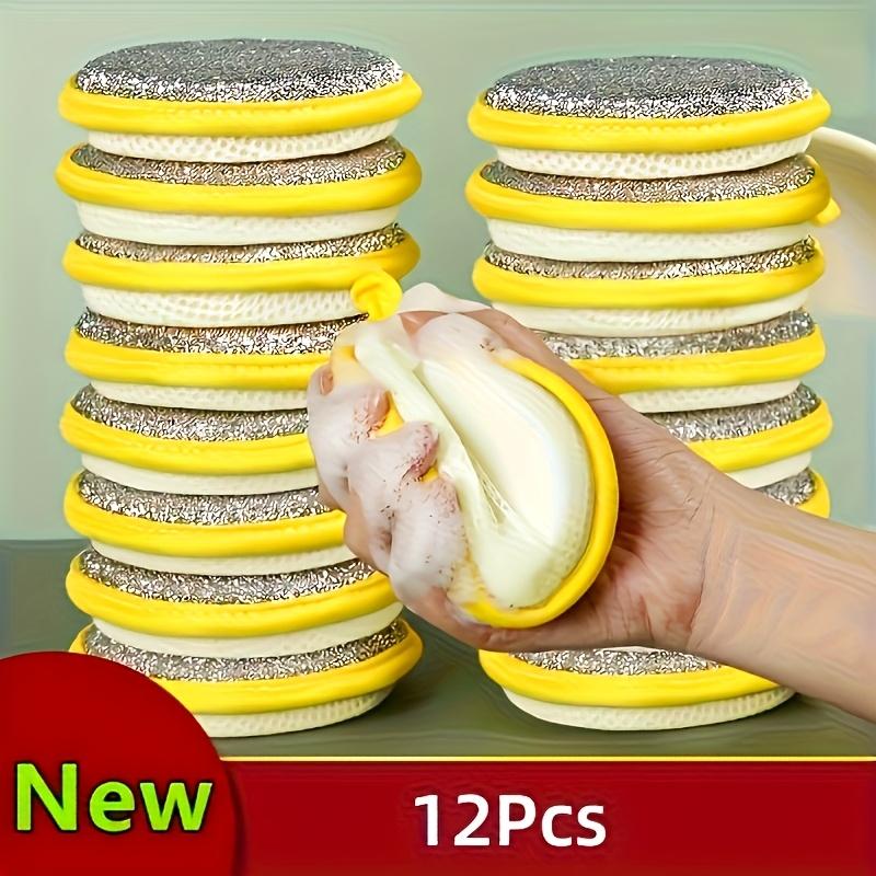 12 ks Kuchyňská mycí houbička - Oboustranná podložka bez škrábanců, Vhodná pro různé čištění, Omyvatelný kartáč na mytí nádobí - Kuchyňský čisticí doplněk
