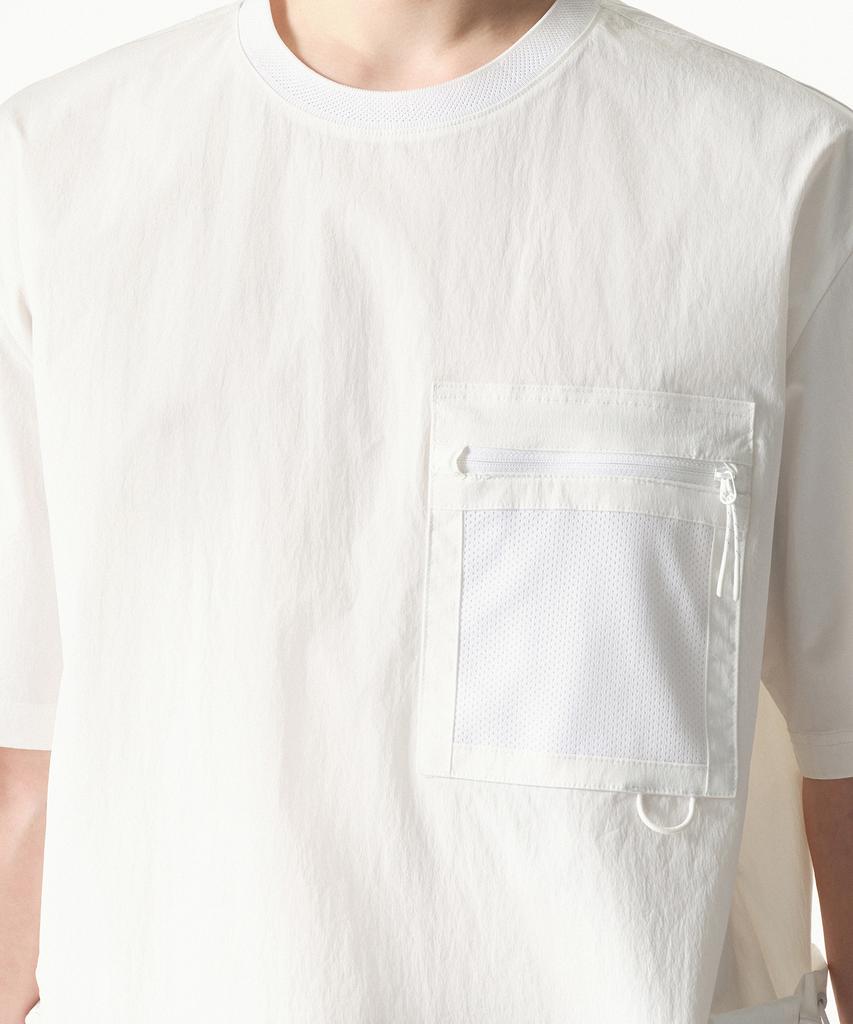 MUSINSA STANDARD [City Leisure] Utility Mesh Pocket Woven T-Shirt [White]