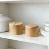 Multifunctional Bamboo Condiment Container Swivel Lid Kitchen Condiment Pots  Kitchen Organizer