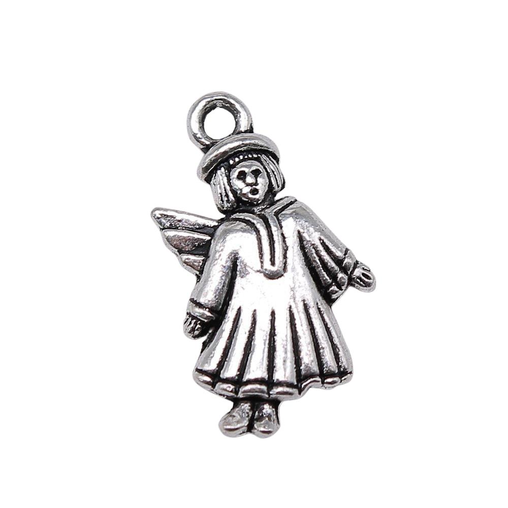 

10шт Ангел Шармы Амулеты Античное серебро Цвет Цинковый сплав 24X14mm