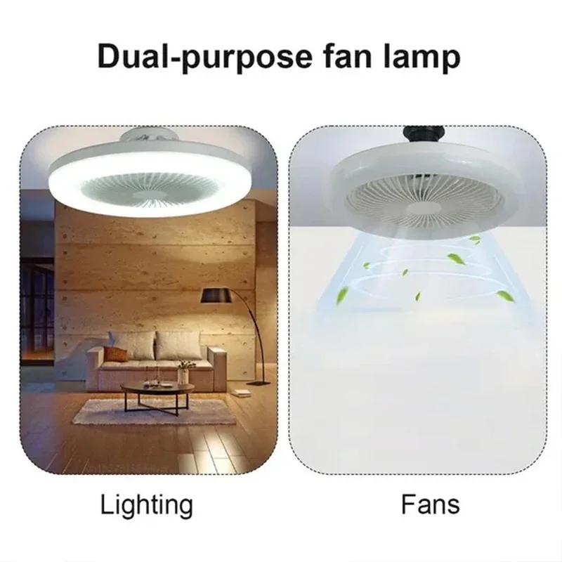 Ventilatori da soffitto con telecomando e luce Lampada a LED Ventilatore Convertitore E27 Base Ventilatori da soffitto silenziosi intelligenti per soggiorno camera da letto