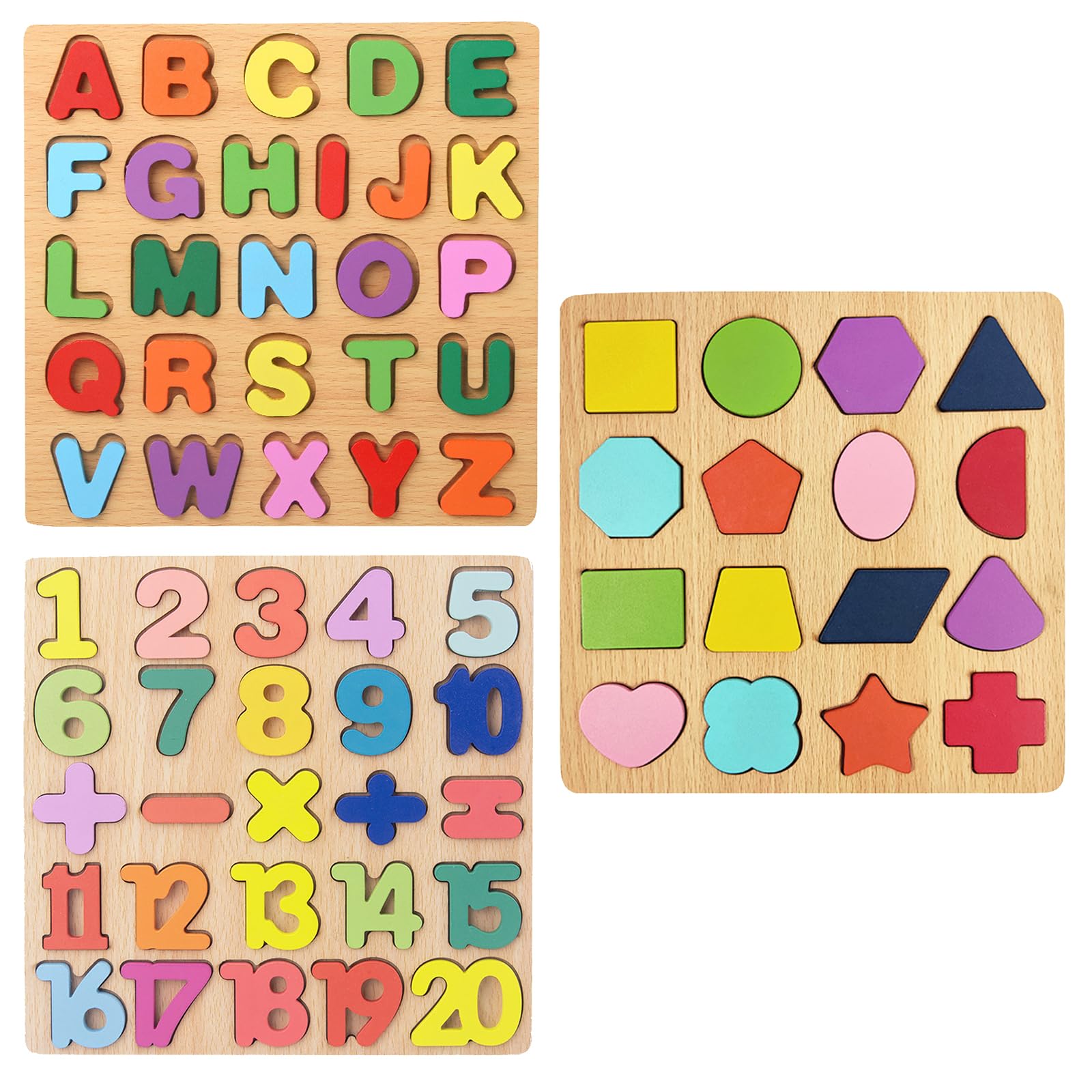 

JVILEX Shape-Matching Puzzle, Wooden Puzzle, Kids Toy (3 Pieces) [Used]
