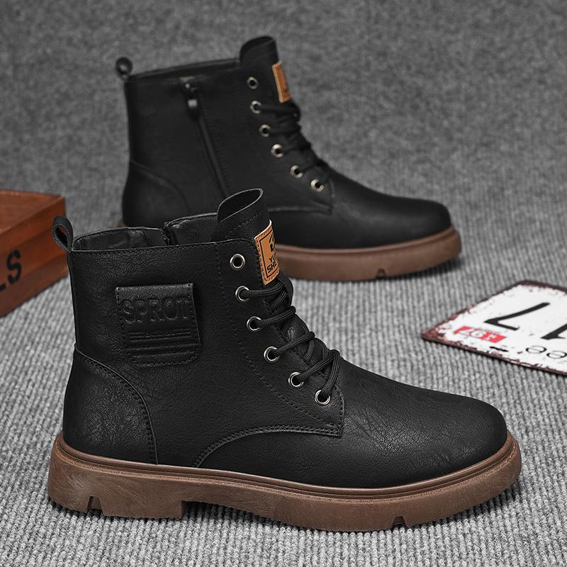 

Чоловічі демісезонні черевики з м якою підошвою, антиковзкі, зручні, з високим халявою, чоловічі зручні черевики на товстій підошві для подорожей на відкритому повітрі 44 чорний