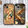 Luxuriöse goldene Koi-Fisch-Muster-Stoßfeste Handyhülle für iPhone 17 16 Pro Max 15 14 13 12 11 XS MAX X XR 7 8 Plus Rückabdeckung