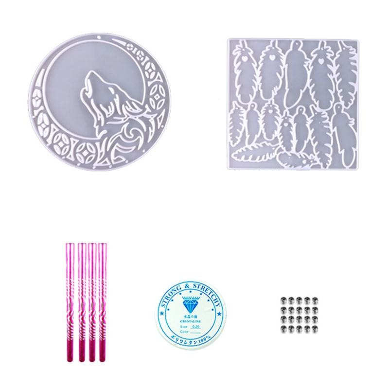 

DIY волк колокольчик кристалл эпоксидная форма перо кулон настенная занавеска колокольчик зеркало поверхность силиконовая форма