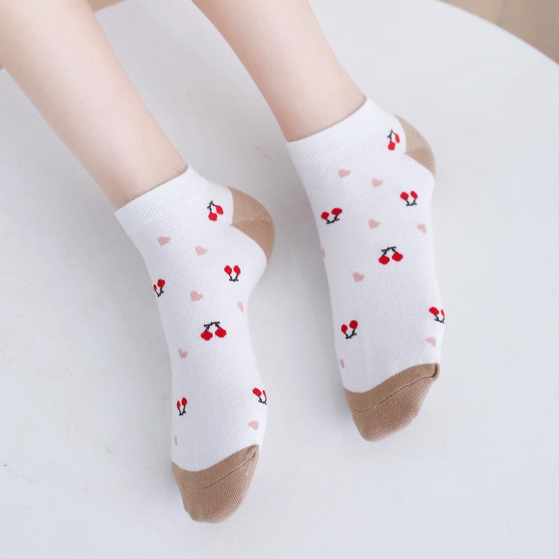 5/10 Pairs Casual Spring and Summer Socks for Women Boat Socks Cute Khaki Checkered Short Socks Low Cut Shallow Mouth Cotton Invisible Socks