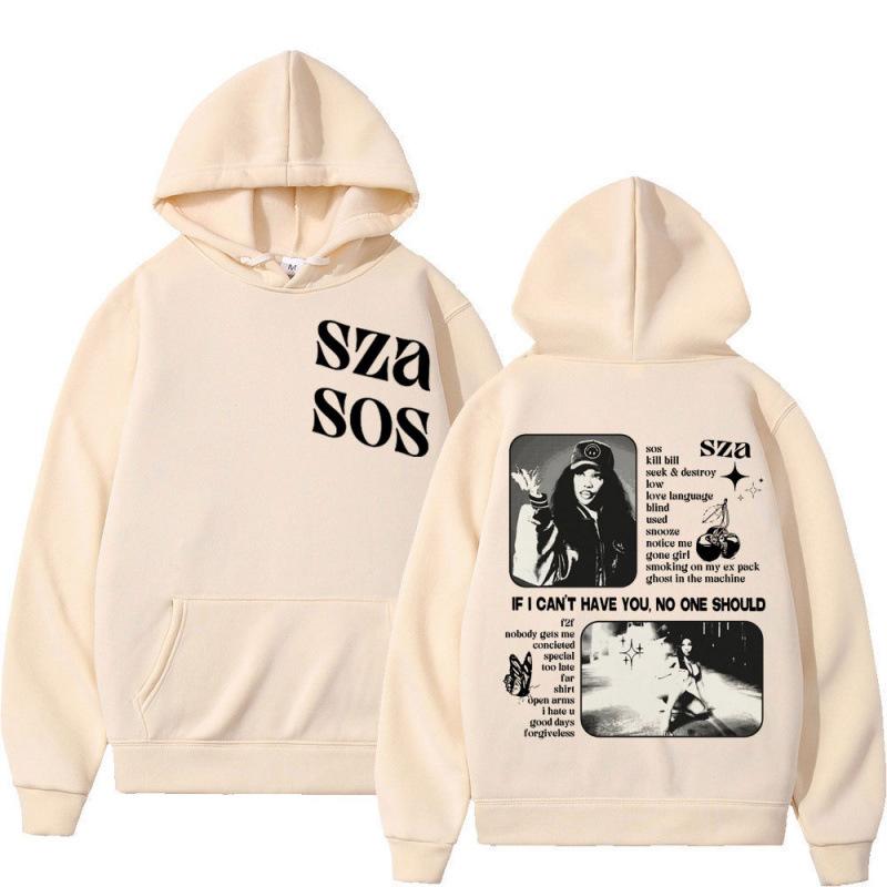 Autumn Winter Men Hooded Singer Sza Sos Print Ho