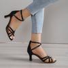 Mode 2024 Neue Sandalen Damen Knöchelriemen Gladiatorsandalen Damen Hohe Absätze Überkreuzte Riemen Gold Sandalias Mujer Sommerschuhe Frau
