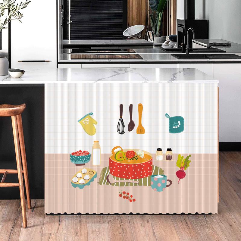 Non-Punch Window Door Curtains Kitchen Cabinet Counter Wardrobe Short Curtain Household Furniture Dust-proof Cover Self-adhesive
