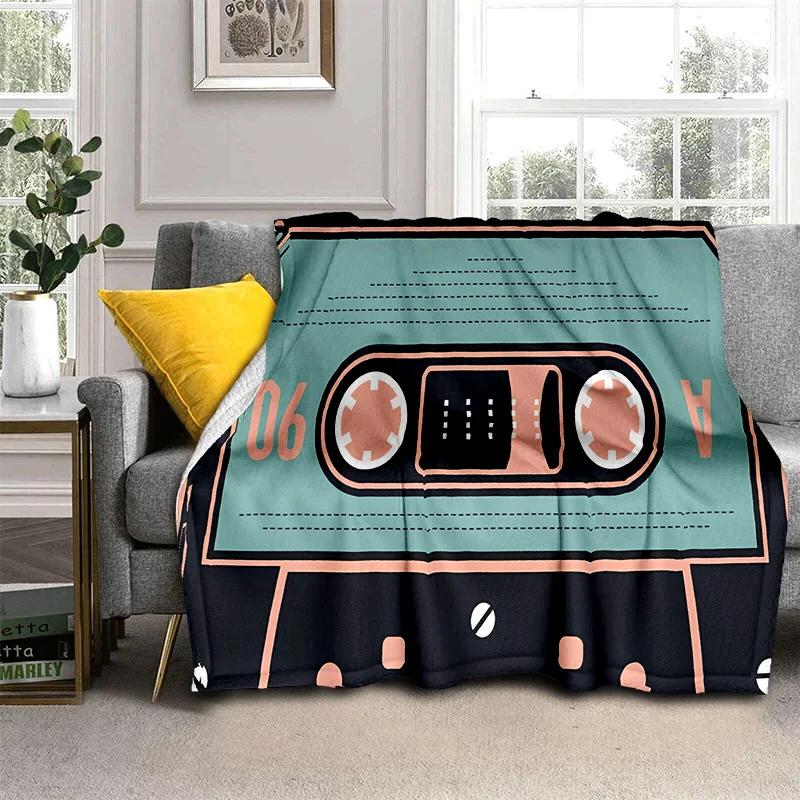 3D Music Cassette Tape Retro Pattern Blanket,Soft Throw Blanket for Home Bedroom Bed Sofa Picnic Travel Office Cover Blanket Kid