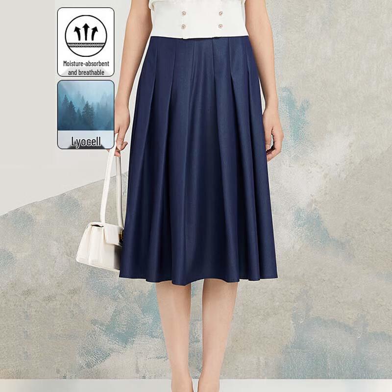 JESSIE Women s Lyocell Pleated Midi Skirt S