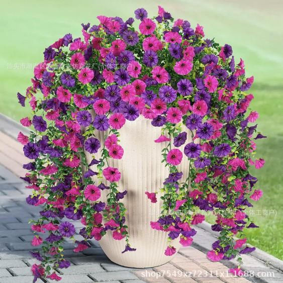 Wall Hanging Artificial Morning Glory Vine Eucalyptus Fake Flower Garden Ornament