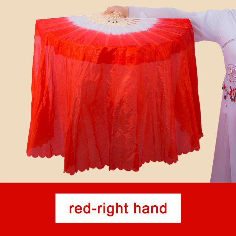(L R) Hand Chinese Bamboo Imitation Silk Dancing Fan Veils Hand-Made Square Dance Prop Fans Performance Dance Fan