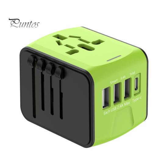 

Универсальный адаптер питания для международных путешествий, высокоскоростной USB типа C, портативный разъем для Великобритании, США, Австралии, 6 А, 100-250 В, 5 розеток, адаптер питания, зарядное гнездо зелёный