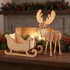 Festive Elk And Sleigh Model Wooden Christmas and Tabletop Ornament DIY Wood Art Craft