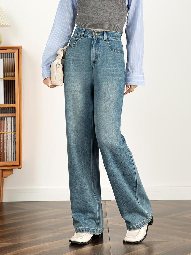 Big Cow Creative Women's 2026 High Waist Wide Leg Jeans - Straight Floor-Length Pants