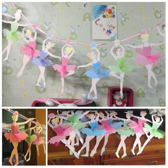 Lovely Dancing Ballet Girl Banner Hanging Bunting Kindergarten Party Decoration