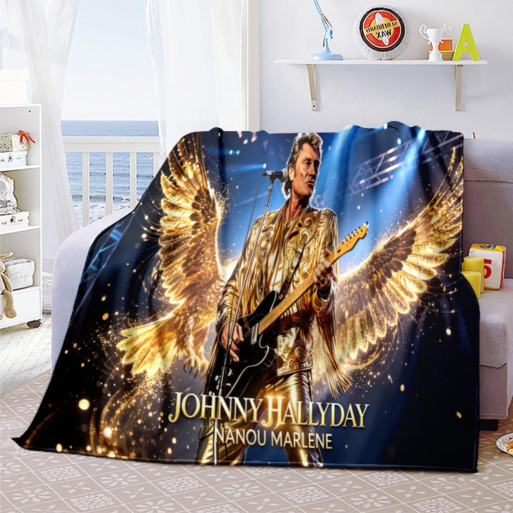 French Legendary Rock Singer and Actor Johnny Hallyday Blanket Soft Home Furnishing Nap Decoration Four Seasons Warm Sherpa Blanket U18