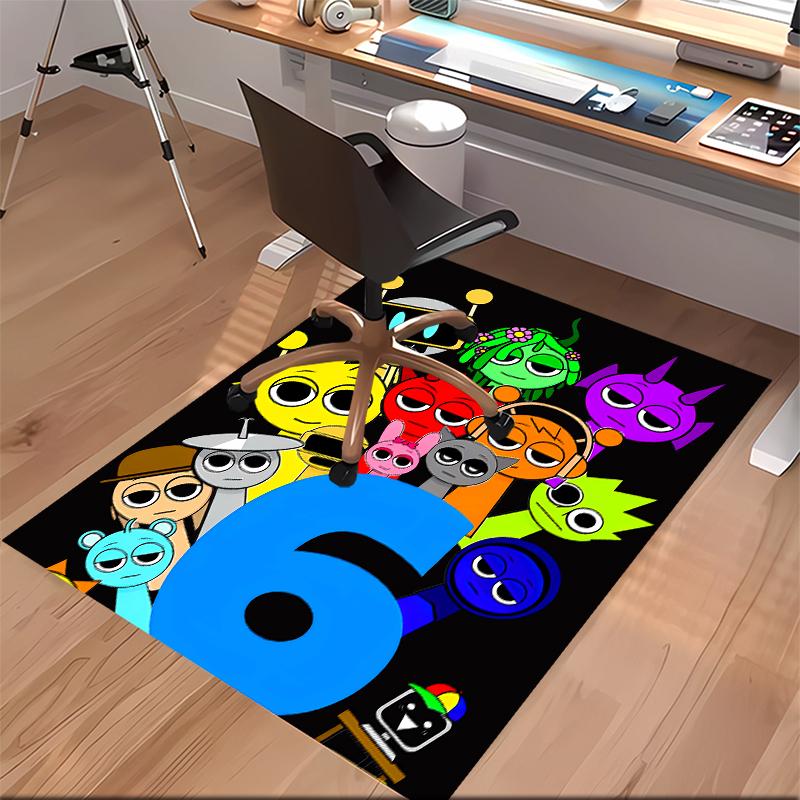 1pc Sprunki Game2 Print Area Rug - Soft, Washable Non-Slip Indoor Mat for Office Chairs, Living Room, Home Office Decorative Rug