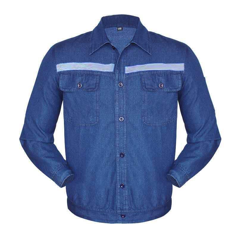 Men's Summer Work Suit: Breathable, Wear-Resistant Denim with Thin Short/Long Sleeve Tops and Pants for Welding Protection