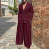 2PCS Men Sets Long Sleeve Thin Blazer and Long Pants Trousers Casual Suits