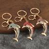 Keychain Pendant, Sparkling Rhinestones Dolphin Shape Keychain, Electroplated Surface Key Holder with Key Ring And Lobster Clasp