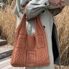 IELGY Ladies Knitted Bag, Vintage Hollow Hand Knitted Shoulder Wool Bag
