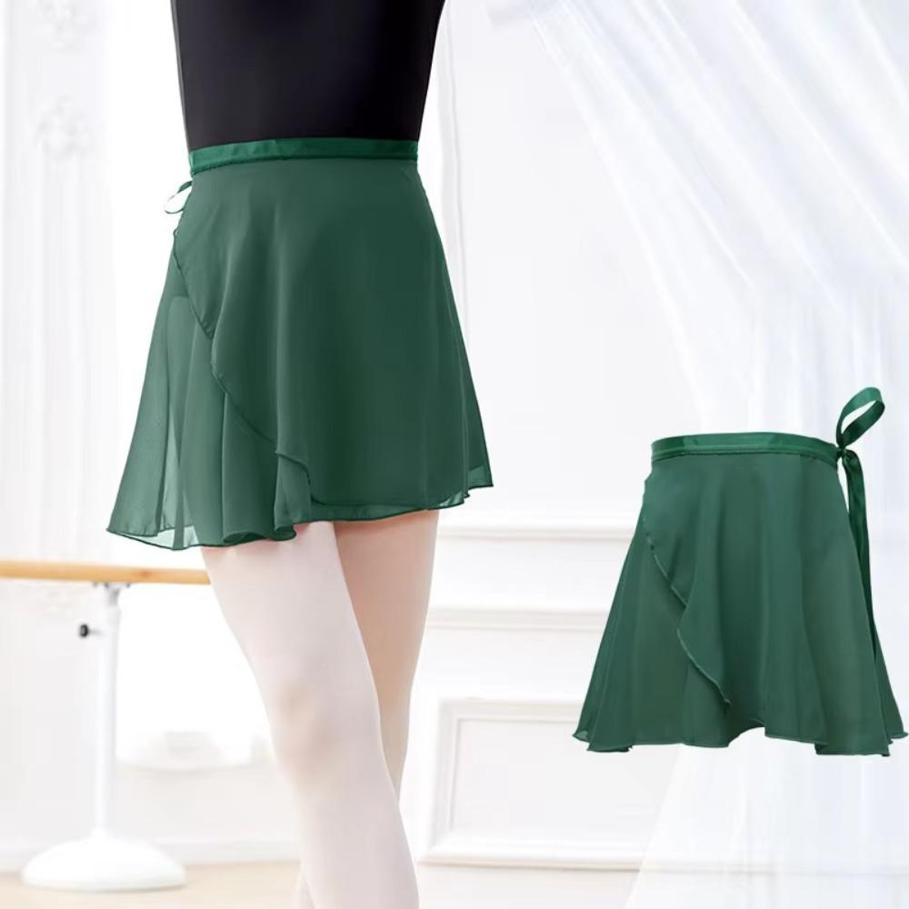 

New Lace-up Ballet Skirts Chiffon Solid Color Dance Skirts Ballet Practice Dancing Girls темно-зелений колір