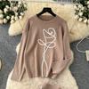 Autumn Winter Women Flower Knitted Sweater Two Piece Set Full Sleeve Pullover Top and Long Midi Slim Bodycon Sheath Skirt Outfits