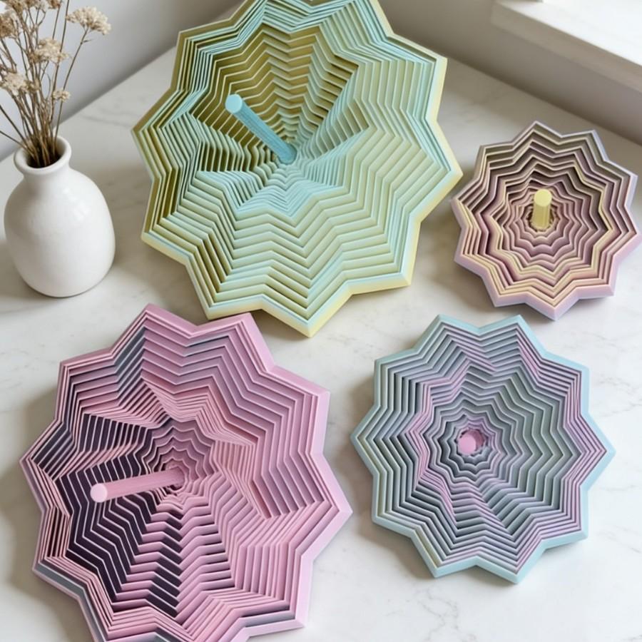 8.5Cm 3D Printed Stress Relief Star Optical Illusion Foldable Puzzle Toy Polygonal Radish Tower Spiral Desktop Toy