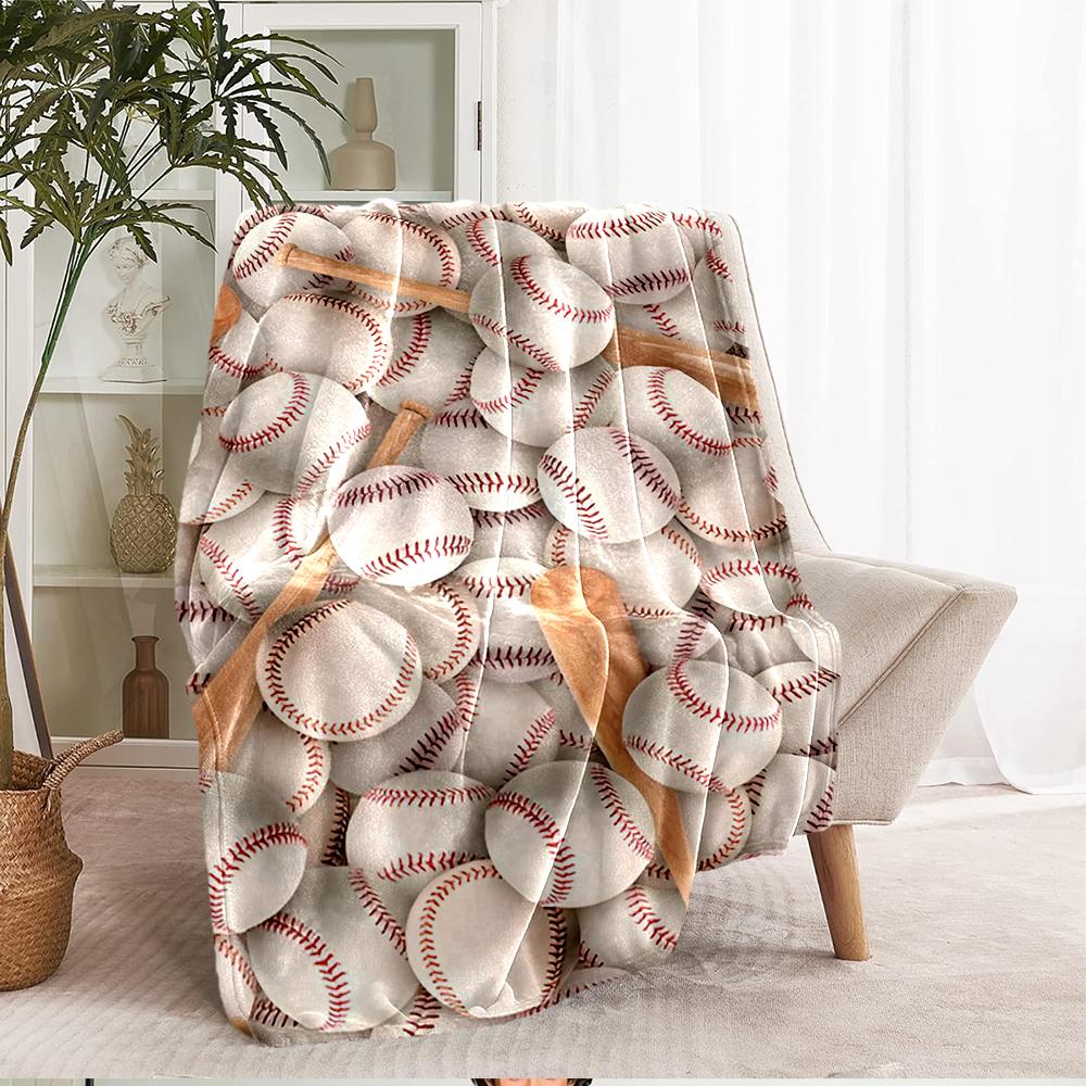 Baseball Theme Printed Blanket - Perfect for Couch, Bed, Travel & Outdoor Use | Machine Washable, Cozy & Durable.