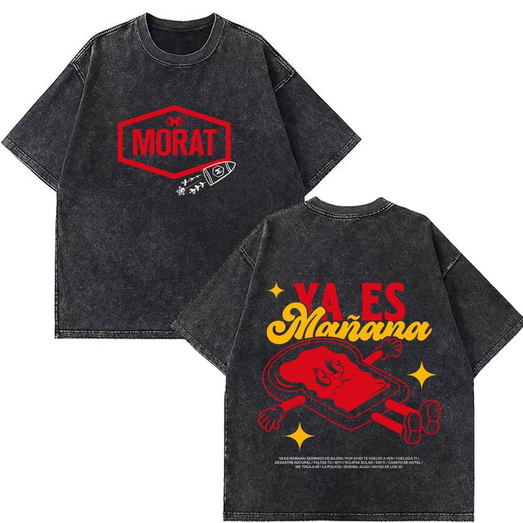 Band Rock Music Morat Tour 2026 Print Vintage Washed T-shirts Men Women Hip Hop T Shirt Loose Cotton Fashion Clothing T-shirts
