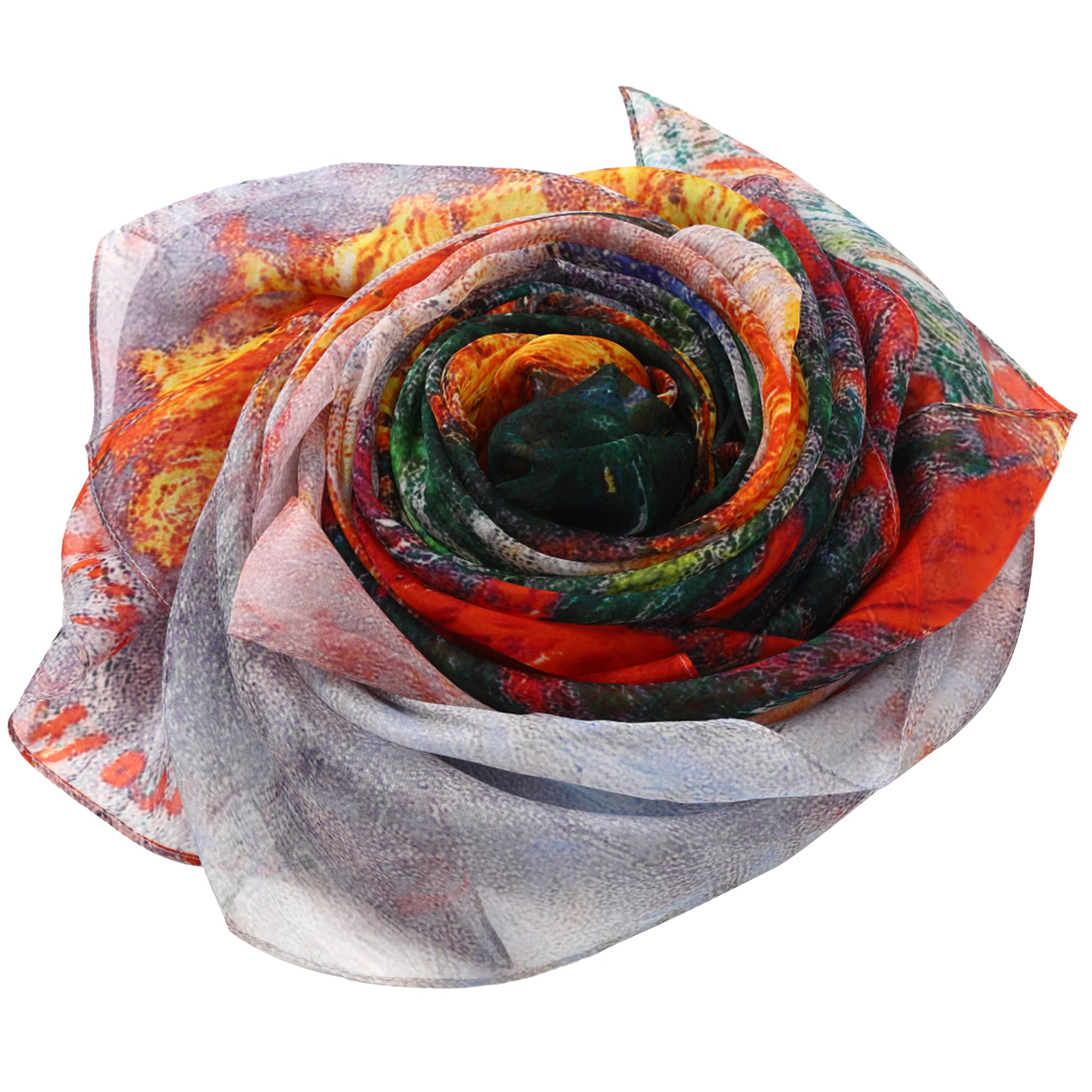 

Silk Impressionist Claude Monet Sunflowers Chiffon Silk Large Masterpiece Stole Gift [Anemos] 100%