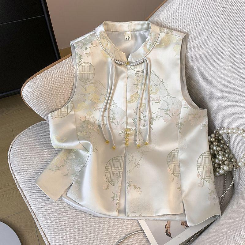 New fashion vest retro small Guochao top vest middle-aged women's vest