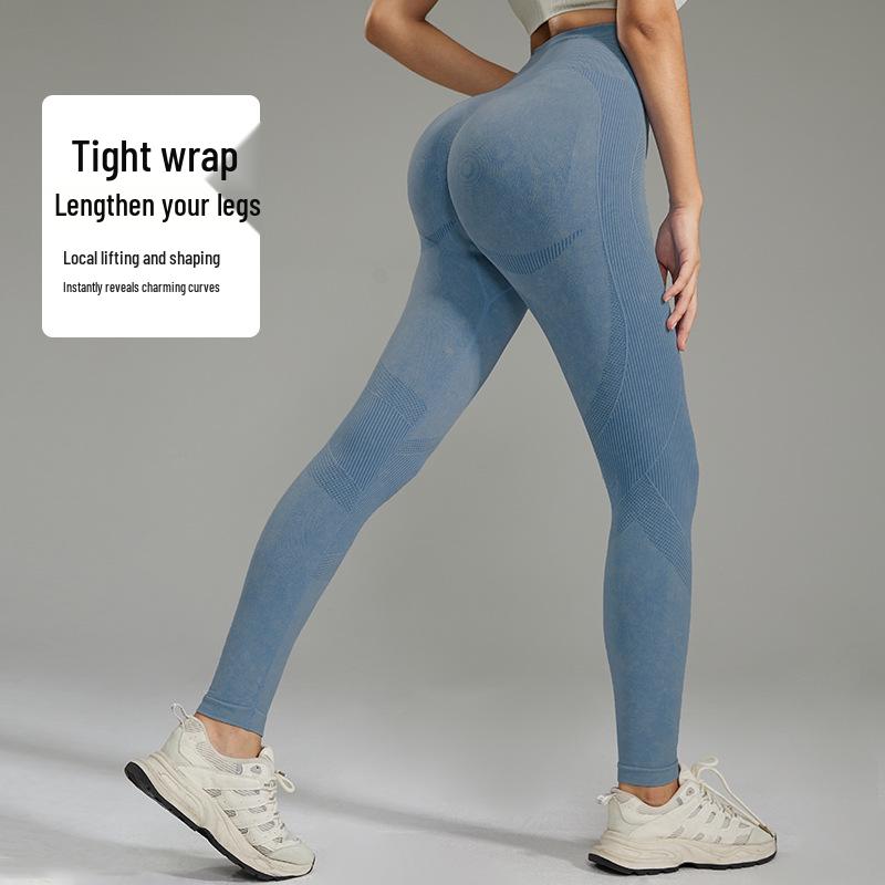 Best-Selling Women's Quick-Dry Yoga Pants - Sand Wash, Hip-Lifting, Tight Fit, Ideal for Running, Cycling, and Fitness Activities.