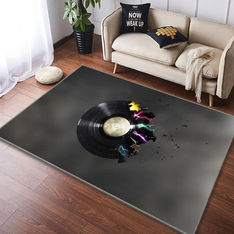 Record CD Creative Carpets Vinyl Record Collection Living Room Decor Area Rugs Music Theme Floor Mat for Bedroom Gamer Room Dorm