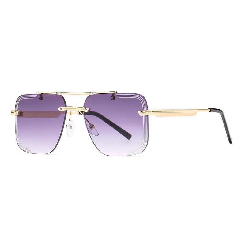 

Metal Double Beam Sunglasses For Men And Women With Uv400 Protection For Outdoor Activities And Driving Gold FrameGray