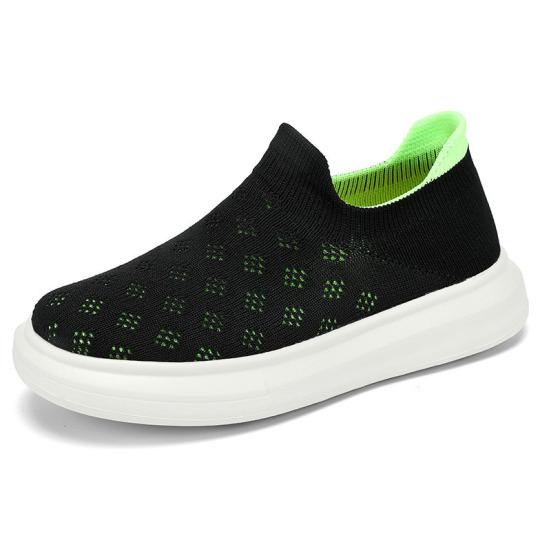 

Kcodviy Fashion All Season Children Boys Sports Shoes Flat Thick Bottom Lightweight Non Lace Up Hook Loop Colorblock Mesh Upper Breathable 30 зелёный